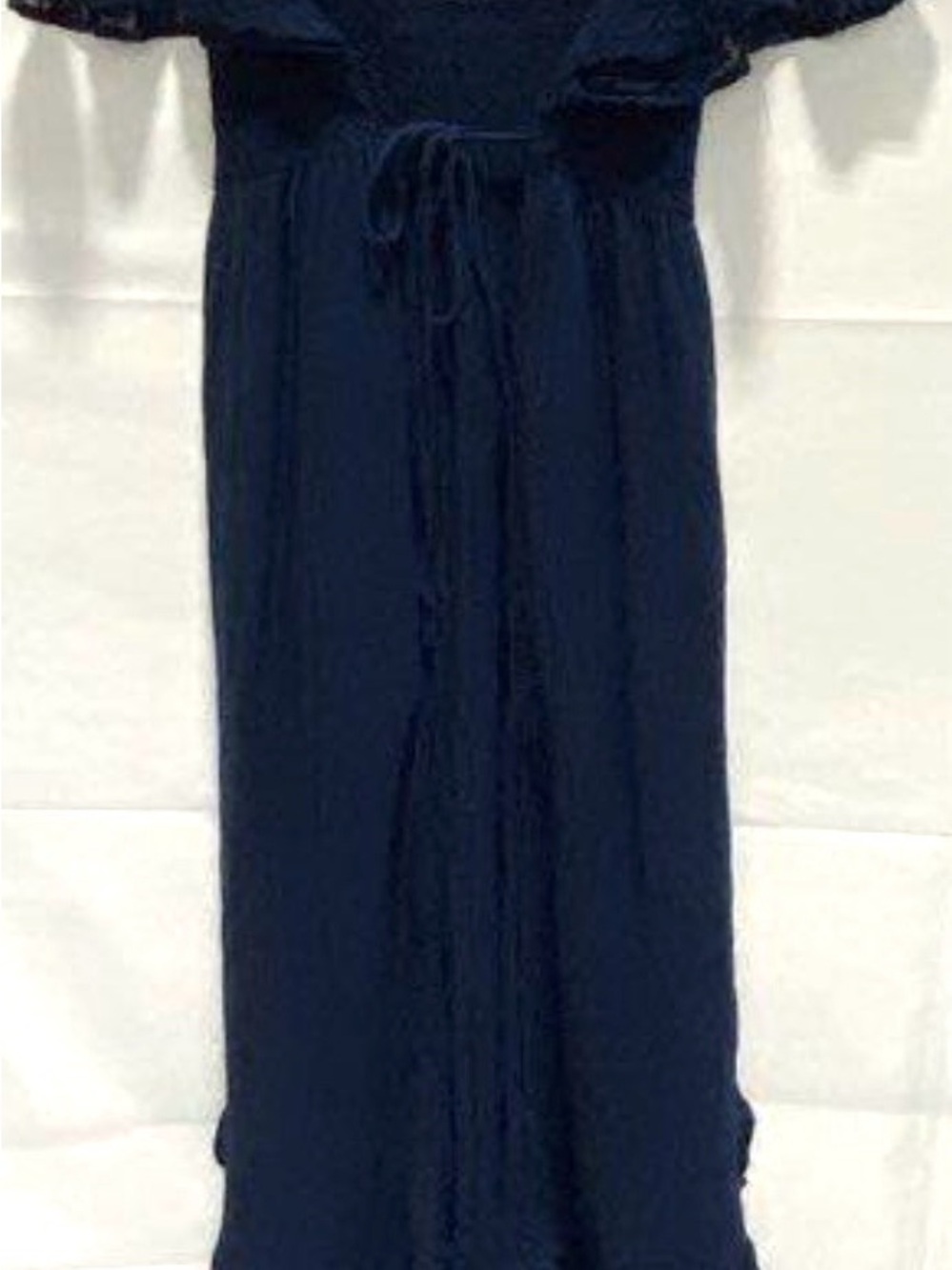 Free People Navy Blue Asymmetrical Midi Dress NWT large - Picture 12 of 13